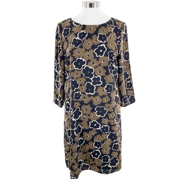 Brooks Brothers Dresses & Skirts - Brooks Brothers Womens Black Brown Floral 3/4 Sleeve Sheath Dress Size 8